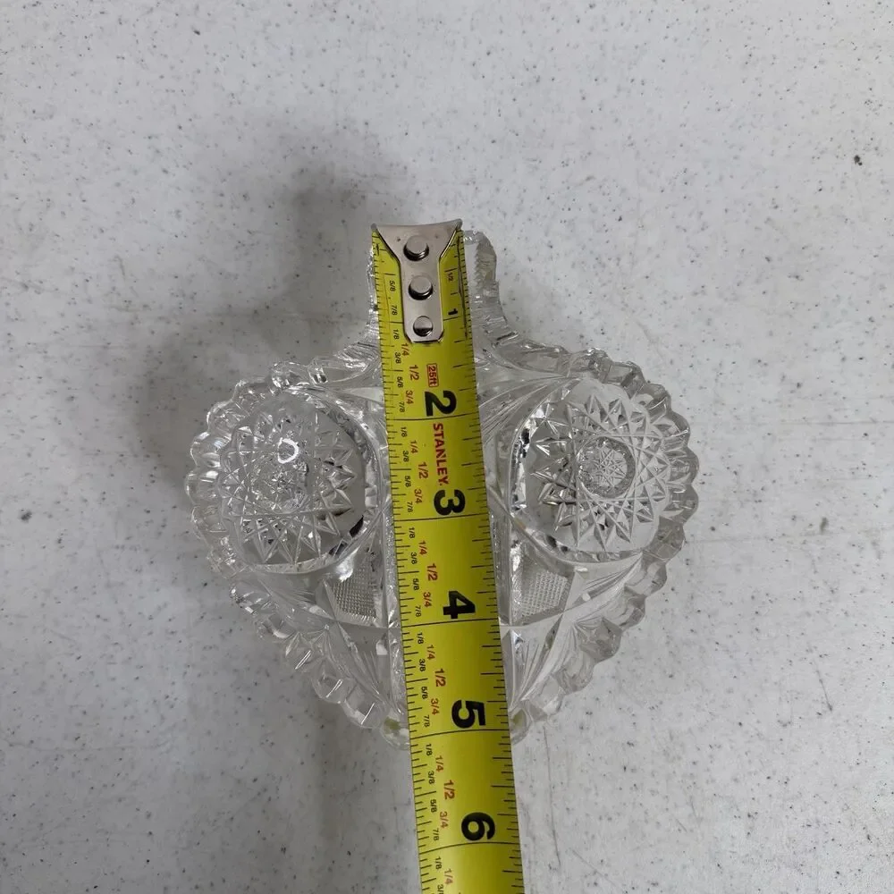 Glass Crystal Style Nappy Dish Hobstar Trinket Dish